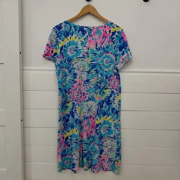 Lilly Pulitzer Jessica Colorful V Neck T Shirt Dress Short Sleeve Size XL - Picture 5 of 6